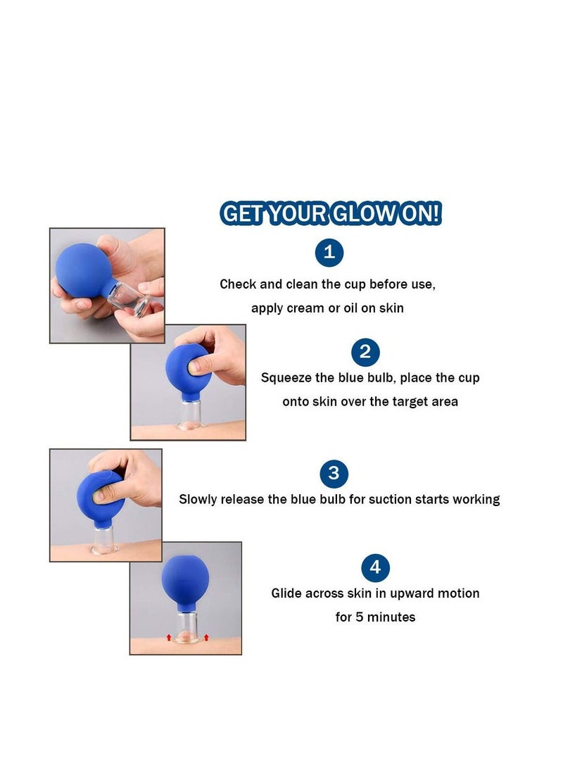 Excefore 4 PCS Glass Facial Cupping Set | Silicone Vacuum Suction | Cupping Massage Therapy | A Kit For Anti Cellulite, Anti Wrinkle and Instantly Ageless Skin | For Eyes, Face and Body - Image 4