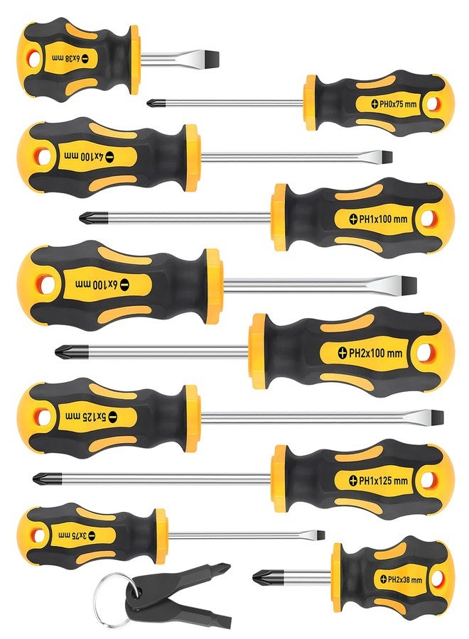 Amartisan 10-Piece Magnetic Screwdrivers Set, 5 Phillips and 5 Slotted Tips Professional Cushion Grip Screwdriver Set 2pcs Portable Multifunction Key Mini Screwdriver (Red) - Image 1