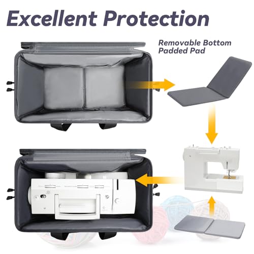 Skureay Sewing Machine Carrying Case Universal Sewing Machine Tote Bag with Multiple Storage Pockets Removable Thick Pad Compatible with Most Standard Sewing Machines and Sewing Accessories - Image 3