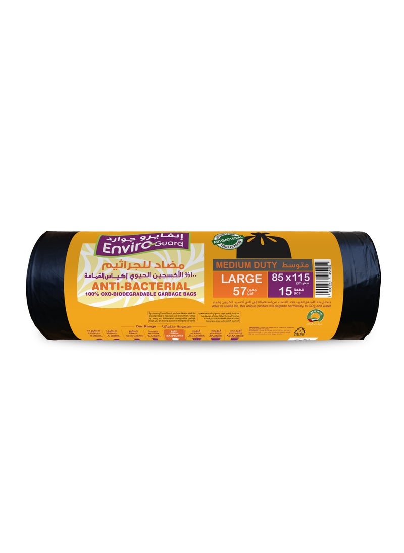 Enviro Guard Anti Bacterial Medium Duty Large Garbage Bag Rolls 15 Pcs  - Image 1