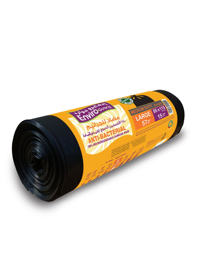 Enviro Guard Anti Bacterial Medium Duty Large Garbage Bag Rolls 15 Pcs  - Image 3