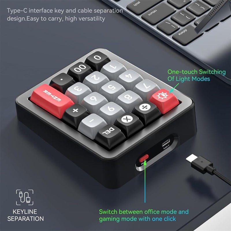 Game Keyboard with RGB Lighting, Hot Swappable Switches and Numpad - Great for Gaming and Programming, Type-C Connection, Black - Image 2