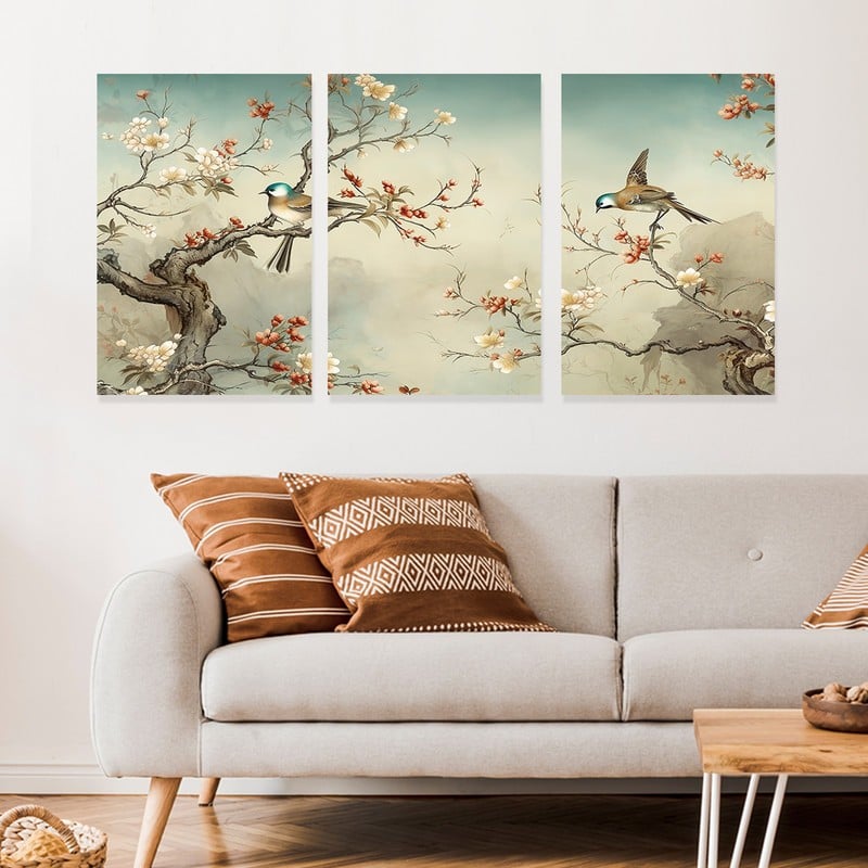 ماركتنا ثلاث لوحات قماشية بتصميم تجريدي مع برواز مجوف مقاس (90×40) ثلاث قطع - Image 1