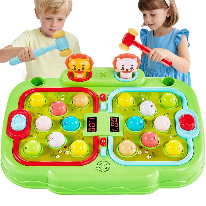 YOHOOLYO Whack A Mole Game for Toddlers Interactive Pounding Toy for 3 Year Old Boys and Girls Educational Whack Mole Game for Kids with Sound and Light Gifts for Ages 3 2 Hammers 5 Modes - Image 3