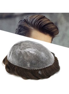 Yrical Hair Toupee For Men Hair Replacement System Full Poly Thin Skin Mens Toupee All Pu Toupee Hairpiece Soft Human Hair Piece Grey White Black Brown Blonde Color (8X10 Medium Brown 4 )