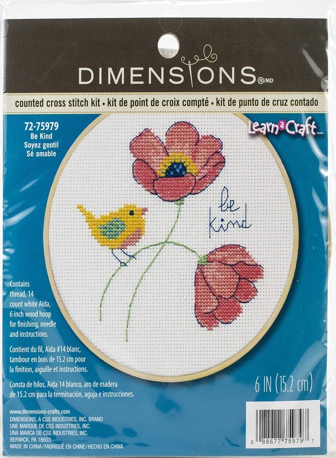 Dimensions Counted Cross Stitch Kit 6" Round-Be Kind (14 Count) -72-75979 - Image 1