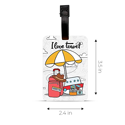 Ultra 3D Luggage/Bag/Travel ID Label Tags for Suitcase & School Bags Set of 4 - I Love Travel + Travel Time + Funny Piggy Yoga + Comics, 4 Labels - Image 5