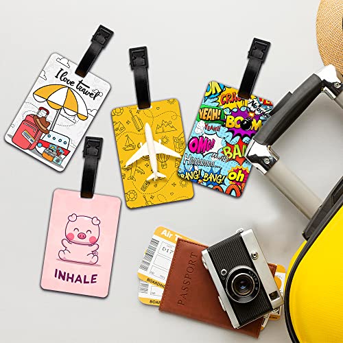 Ultra 3D Luggage/Bag/Travel ID Label Tags for Suitcase & School Bags Set of 4 - I Love Travel + Travel Time + Funny Piggy Yoga + Comics, 4 Labels - Image 4