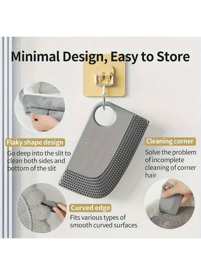 1pc Grey Car Seat Dog Hair Remover Brush Portable Pet Hair Removal Tool With Ergonomic Handle Easy To Clean Reusable For Car Seats Sofas Clothes Durable Plastic Design - Image 2