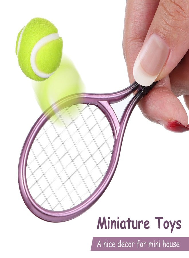 TOYANDONA 6sets Mini Tennis with Prop Miniature Ball and Random Rackets Accessory Sports Doll Balls Equipment Garden of Topper Kit Fairy Decorative Model House for Decoration (Random Color) - Image 3