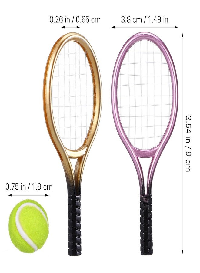 TOYANDONA 6sets Mini Tennis with Prop Miniature Ball and Random Rackets Accessory Sports Doll Balls Equipment Garden of Topper Kit Fairy Decorative Model House for Decoration (Random Color) - Image 2