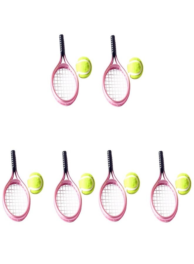 TOYANDONA 6sets Mini Tennis with Prop Miniature Ball and Random Rackets Accessory Sports Doll Balls Equipment Garden of Topper Kit Fairy Decorative Model House for Decoration (Random Color) - Image 1