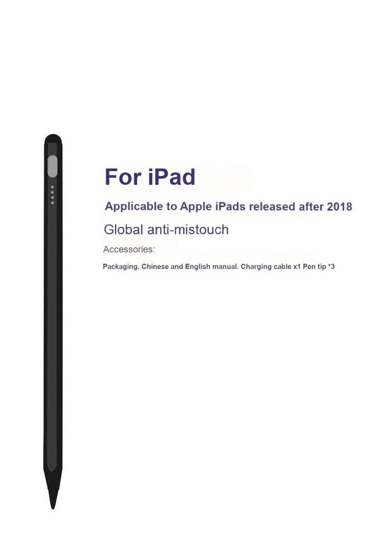 TecV - Stylus Pen for Apple iPad (2018 & Later), Palm Rejection, Magnetic Attachment, USB-C Rechargeable, Precise Writing/Drawing, Compatible with iPad Pro (11/12.9 Inch), iPad Air 3rd/4th Gen, iPad 6/7/8th Gen, iPad Mini 5th Gen, No Bluetooth Needed, with 3 Nib Tips + Charging Cable + Manual - Black - Image 1