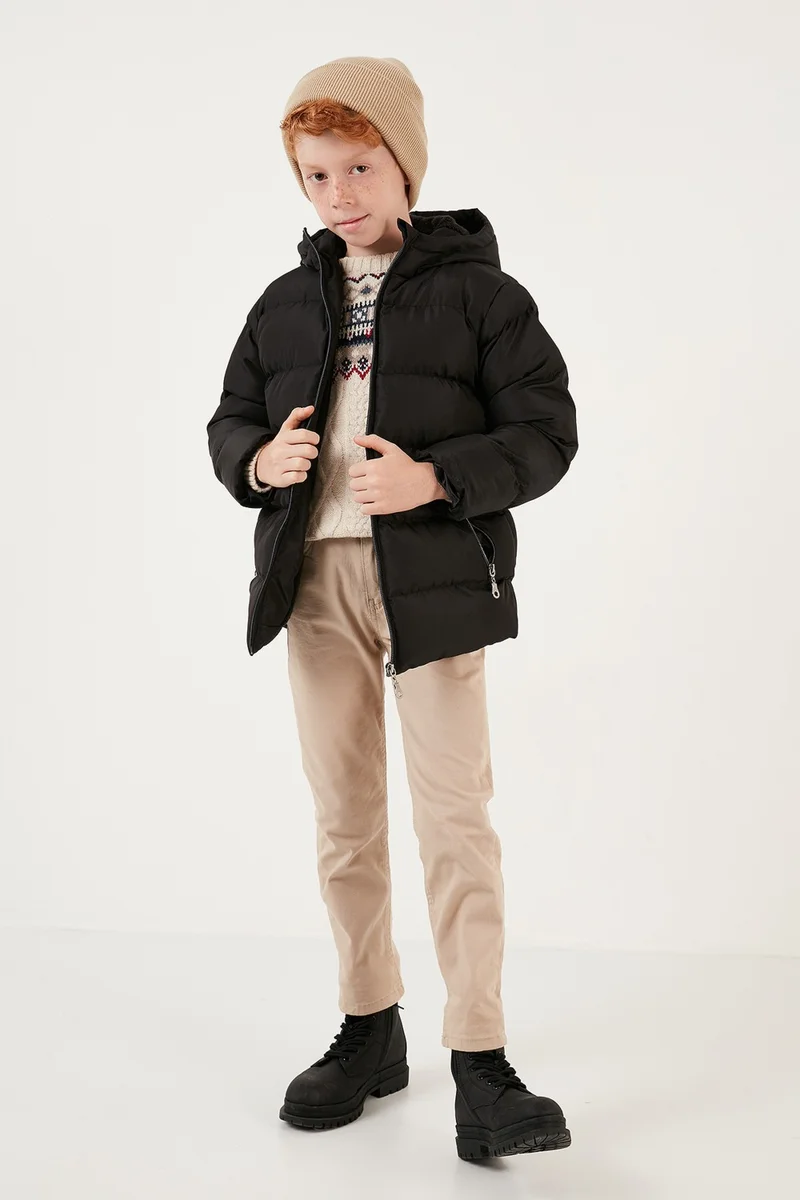 ليلا Plush Lined Hooded Winter Coat with Pockets Boys' Coat 5761911