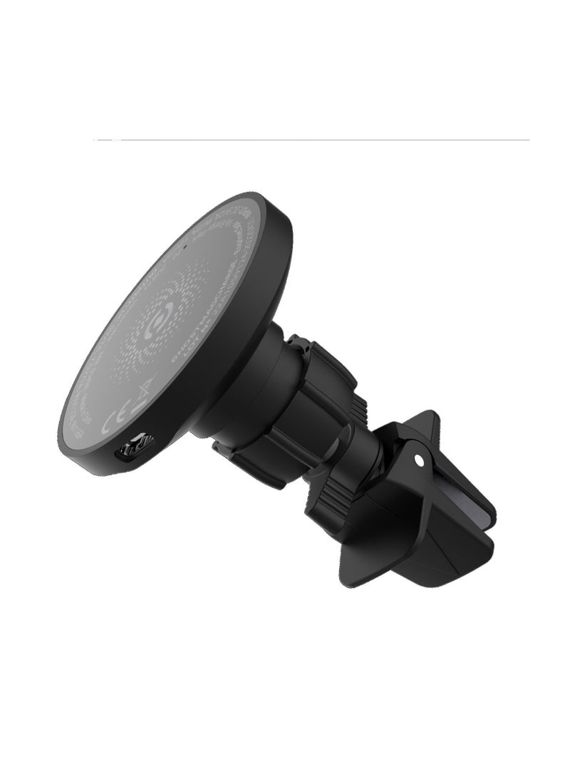 Celly - Magnetic Wireless Car Charger Mount, Stick on Dashboard for MagSafe iPhone 15/14/14 Pro/Max/13/12 Pro Max Samsung MagSafe Car Mount, Fast Charging Auto-Alignment Air Vent Phone Holder - Image 1