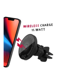 Magnetic Wireless Car Charger Mount, Stick on Dashboard for MagSafe iPhone 15/14/14 Pro/Max/13/12 Pro Max Samsung MagSafe Car Mount, Fast Charging Auto-Alignment Air Vent Phone Holder