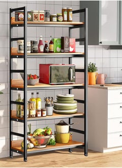 Yoawllty Bookshelf, 5 Tier Shelves Storage Organizer, 57" Tall Bookshelves Display Rack, Wood & Metal Rustic Black Shelving Unit for Home, Office&Living Room,Durable Storage Solution  - Image 4