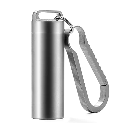 TISUR Portable Pill Cases, Metal Titanium Pill Holder Pocket Pill Box Keychain Waterproof Pill Bottle Medicine Organizer Case Container for Travel Purse Outdoor Camping - Image 1
