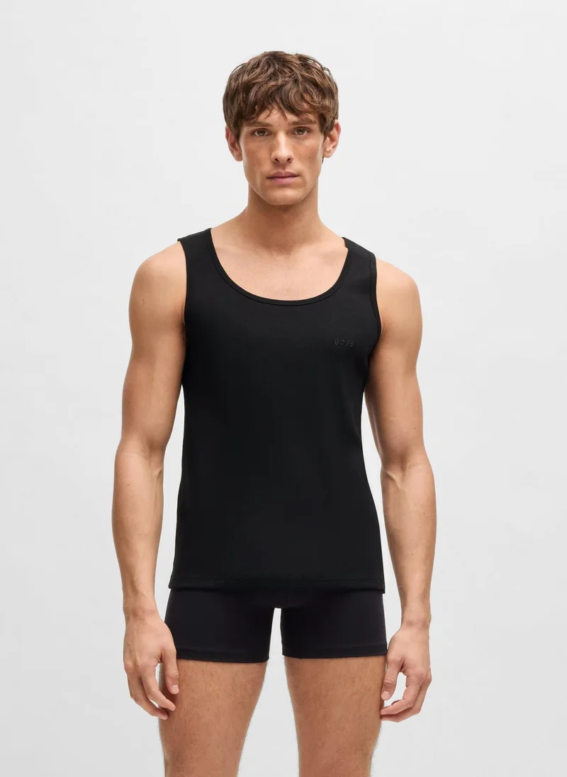 Boss Three-pack of ribbed-cotton underwear vests