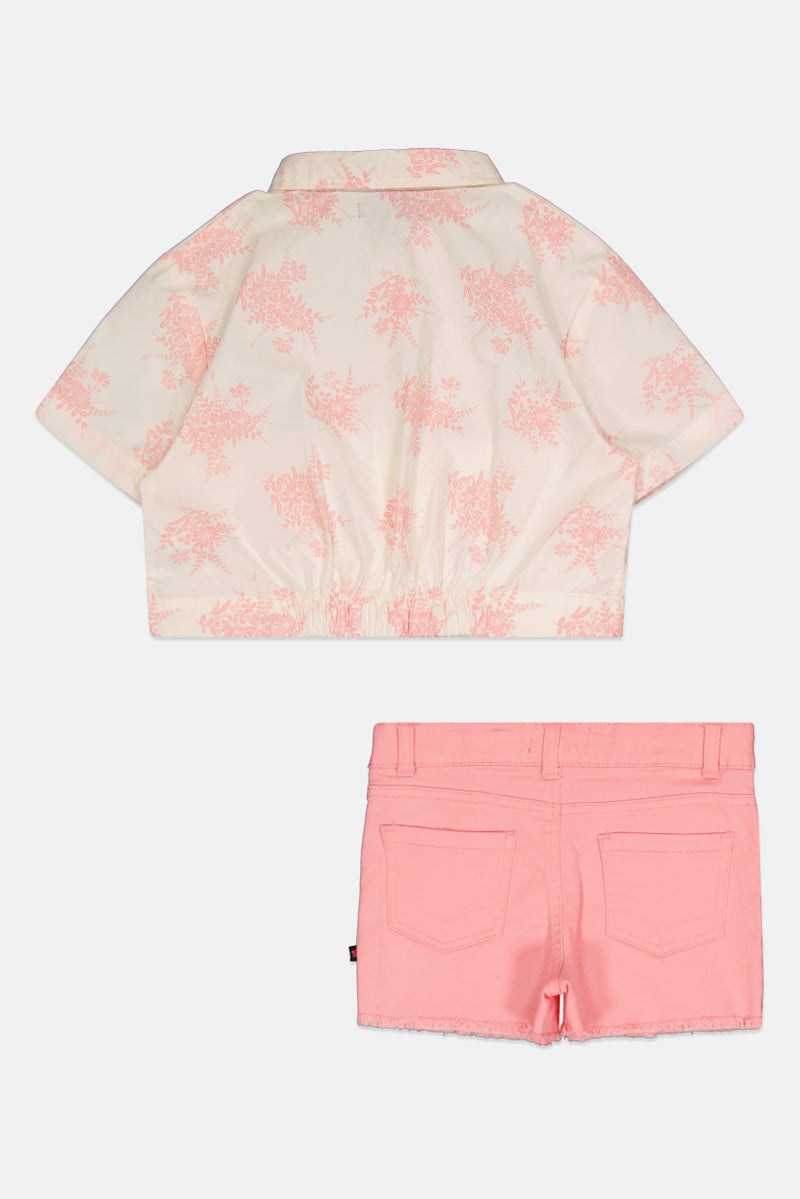 Limited Too Kids Girl 2 Piece Floral Print Shirt And Shorts Set, Multicolor - Image 3