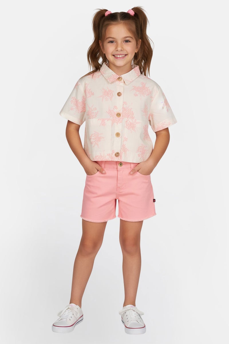 Limited Too Kids Girl 2 Piece Floral Print Shirt And Shorts Set, Multicolor - Image 1