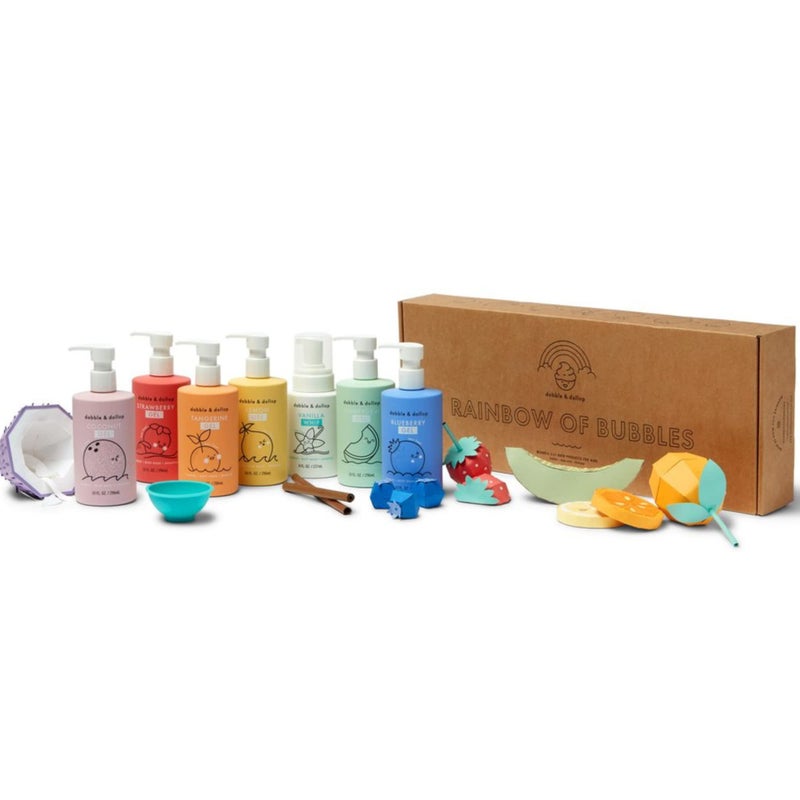 Dabble & Dollop Rainbow of Bubbles - Natural 4-in-1 Bath Set for Kids, Includes Bubble Bath, Body Wash, Shampoo, USA Made, No Parabens/Sulfates, Vegan, Gluten-Free, Tear-Free (7-Pack) - Image 2