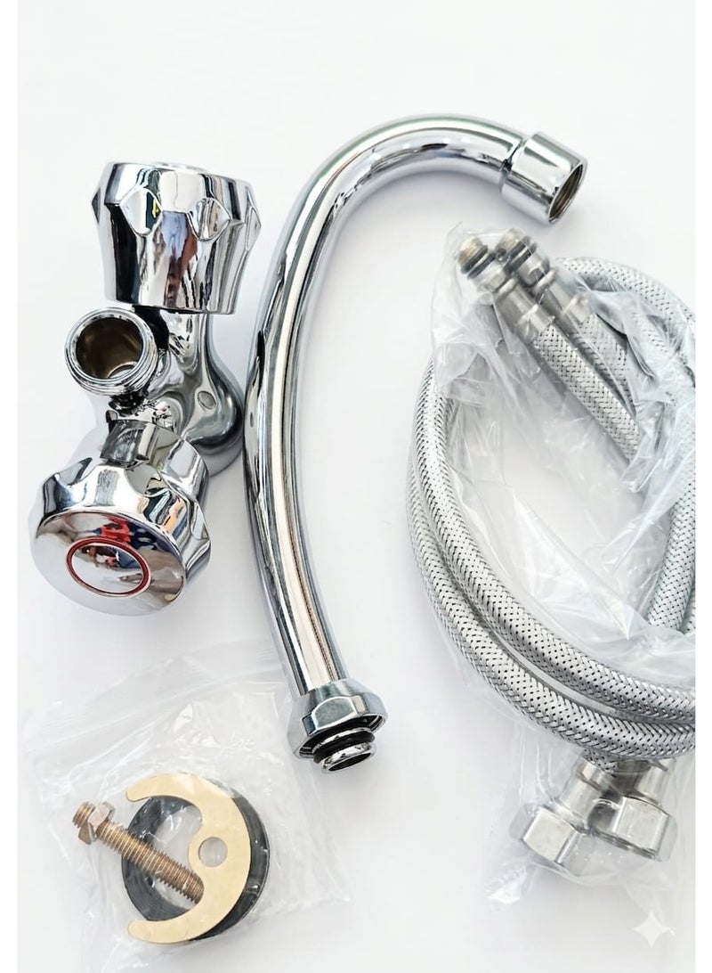 JAMS Brass Dual-Handle Kitchen Mixer Tap with Swivel Spout & Flexible Hoses – Chrome Finish | Model JM-73112 - Image 5