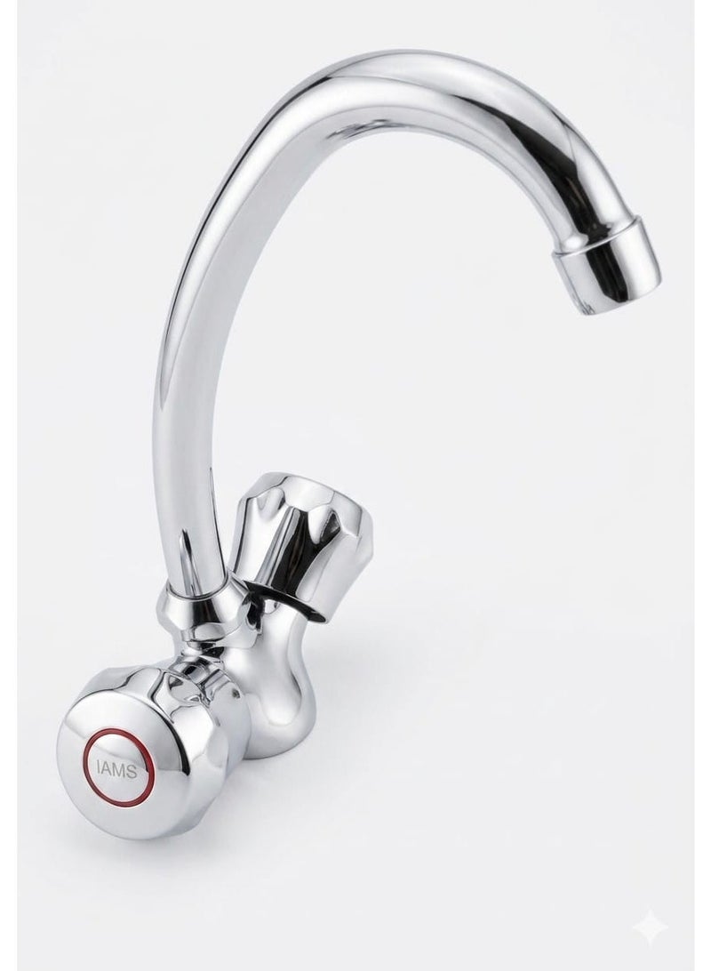 JAMS Brass Dual-Handle Kitchen Mixer Tap with Swivel Spout & Flexible Hoses – Chrome Finish | Model JM-73112 - Image 4