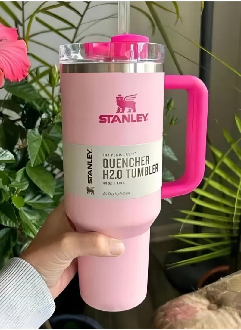 Stanley - 30oz Nectarine Quencher H2.0 FlowState Stainless Steel Vacuum Insulated Tumbler with Lid and Straw – Perfect for Water, Iced Tea, Coffee, Smoothies & More – Keeps Drinks Cold for 24 Hours and Hot for 6 Hours – Leakproof, Durable, and Travel-Friendly - Image 1