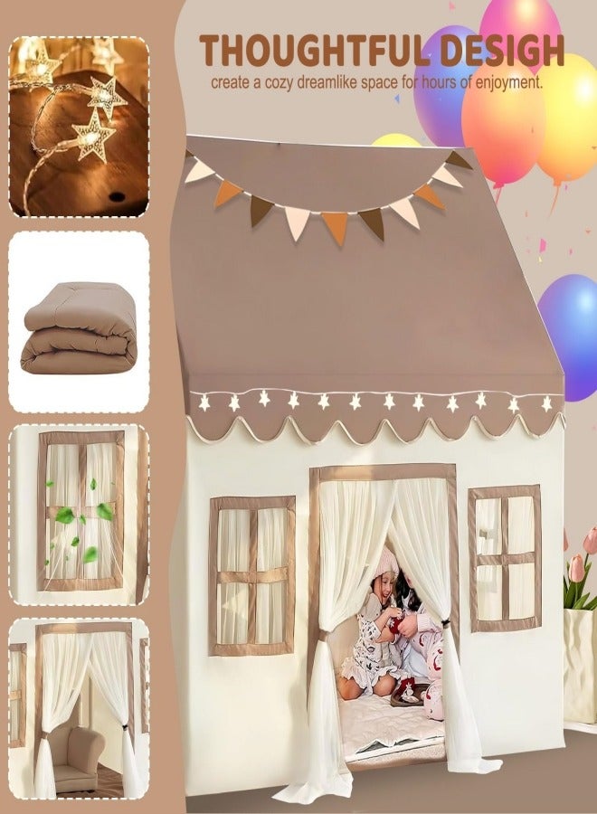 Jubilin Play Tent with Padded Mat and LED Lights, Large Playhouse for Kids Boys and Girls, Kids Play House Indoor Castle Bed Tent for Toddler  - Image 4