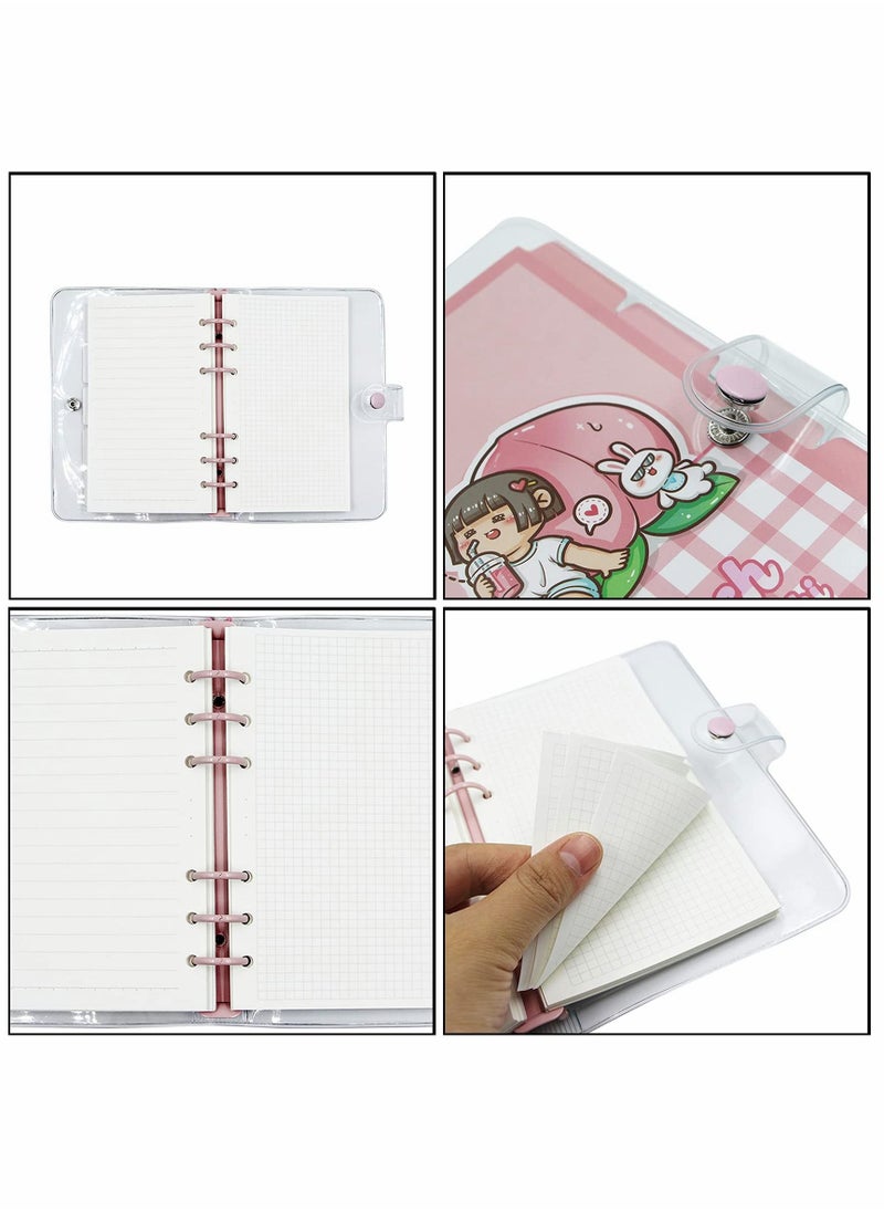 Y&D - A6 Binder Cover Notebook, Soft PVC Cute Cartoon Refillable 6 Ring Loose Leaf Round Personal Journal with Insert Paper, Pocket, Snap Button Closure - Image 1