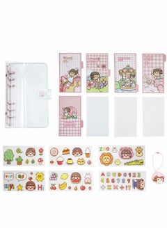 Y&D A6 Binder Cover Notebook, Soft PVC Cute Cartoon Refillable 6 Ring Loose Leaf Round Personal Journal with Insert Paper, Pocket, Snap Button Closure  - Image 2