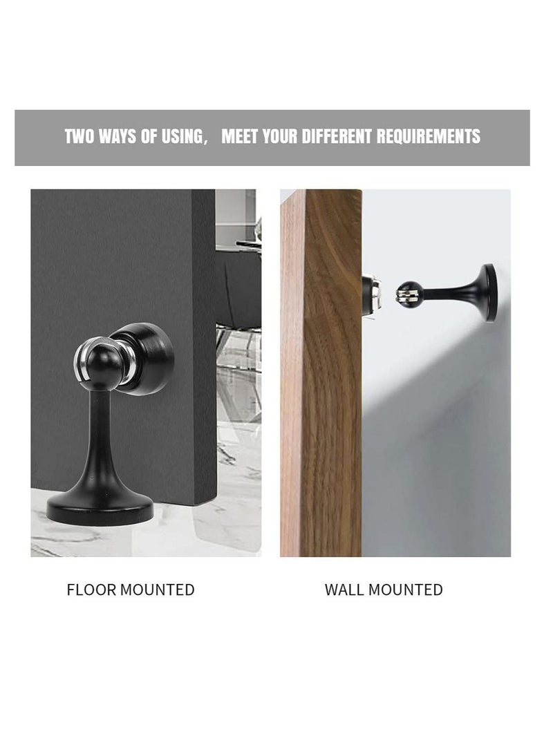 Captaintech Magnetic Door Stops Door Stopper Stainless Steel Magnetic Doorstop Brushed Satin Nickel, Black Wall Floor Mounted Door Holder Door Catch for Bedroom Bathroom Kitchen Home Office - Image 2