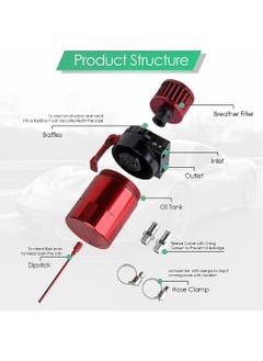 Rock Pow Universal Car Oil Catch Can Kit Polish Baffled Automotive Reservoir Tank 300ml with Breather Aluminum Compact Dual Cylinder  - Image 5