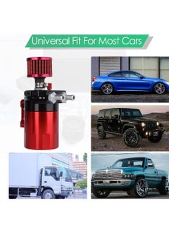 Rock Pow Universal Car Oil Catch Can Kit Polish Baffled Automotive Reservoir Tank 300ml with Breather Aluminum Compact Dual Cylinder  - Image 2