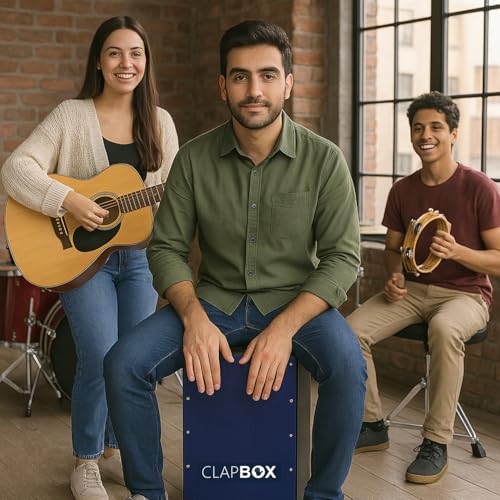 Clapbox Cajon Drum Oak Wood (H:20" W:12" L:12") - NOT MADE IN CHINA - 3 Internal Snares with adjustable feature | Most Popular Cajon Brand Online (Blue, CB40) - Image 2