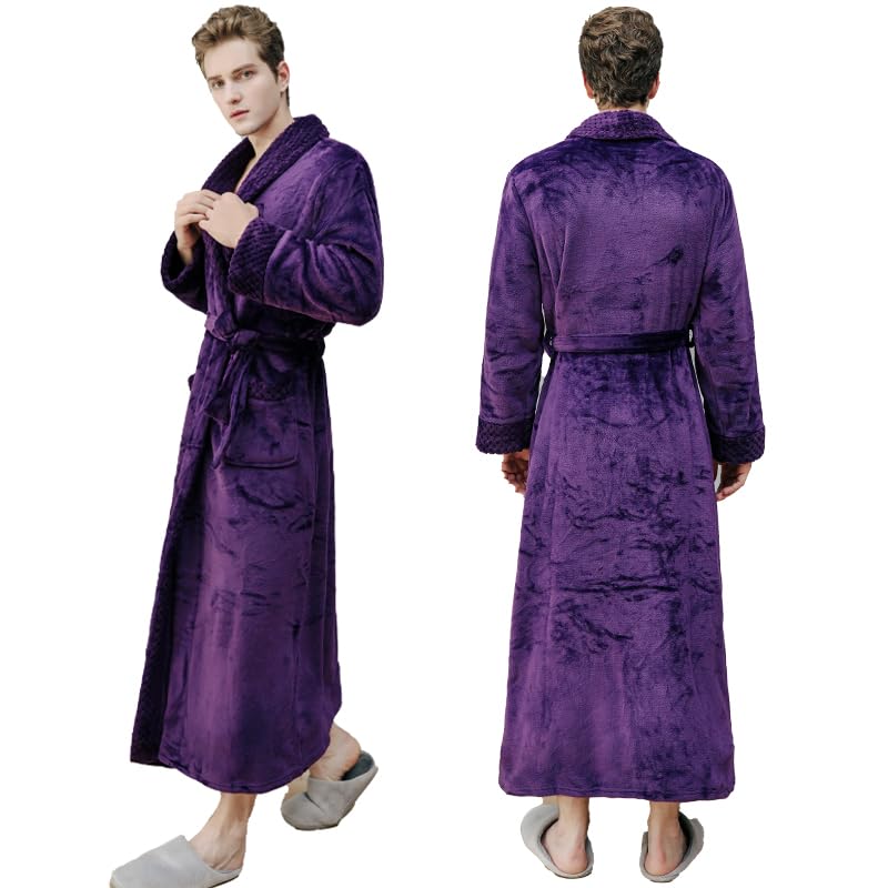 Oksun Womens Plush Fleece Long Robe: Flannel Warm Bathrobe - Full Length Winter Housecoat - Soft Cozy Nightgown Sleepwear (Purple, XL) - Image 4