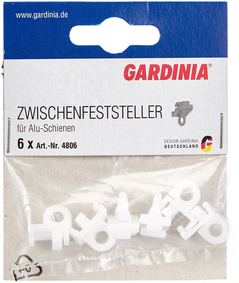 GARDINIA 6 x 13mm Aluminium Curtain Track Locks Intermediate Locks for Curtain Rails Plastic White