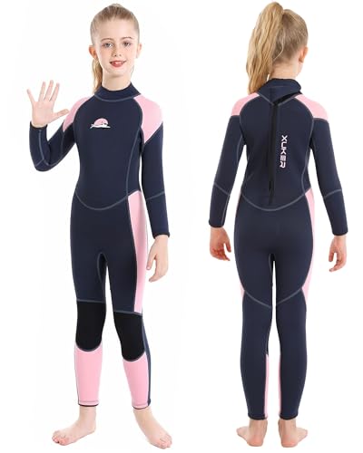 XUKER Kids Wetsuit for Boys Girls Toddlers, 3mm Wetsuit Back Zip Neoprene Thermal Full Body Wetsuits for Youth Teens Scuba Dive Swimming Boating Snorkeling - Image 1