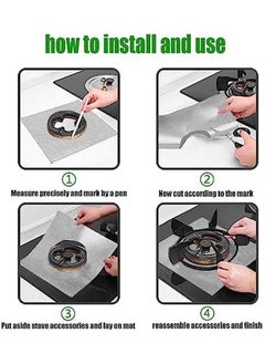 X spring Stove Burner Covers 10 Pack Stove Top Cover 0.2 Mm Double Thickness Non Stick Reusable Gas Stove Protector Gas Range Protectors For Kitchen Cuttable Easy To Clean Size 27 X 27 Cm Silver  - Image 4