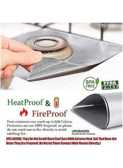 X spring Stove Burner Covers 10 Pack Stove Top Cover 0.2 Mm Double Thickness Non Stick Reusable Gas Stove Protector Gas Range Protectors For Kitchen Cuttable Easy To Clean Size 27 X 27 Cm Silver  - Image 2