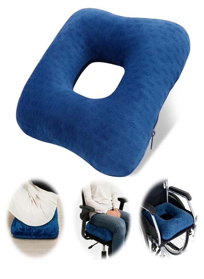 RoamReady Donut Pillow for Tailbone Pain, Wheelchair Cushion Bedsore Pressure Relief Pillow, Sciatica Bed Sore Cushions with Non-Slip Base for Hemorrhoid, Pregnancy, Elderly,Blue - Image 1