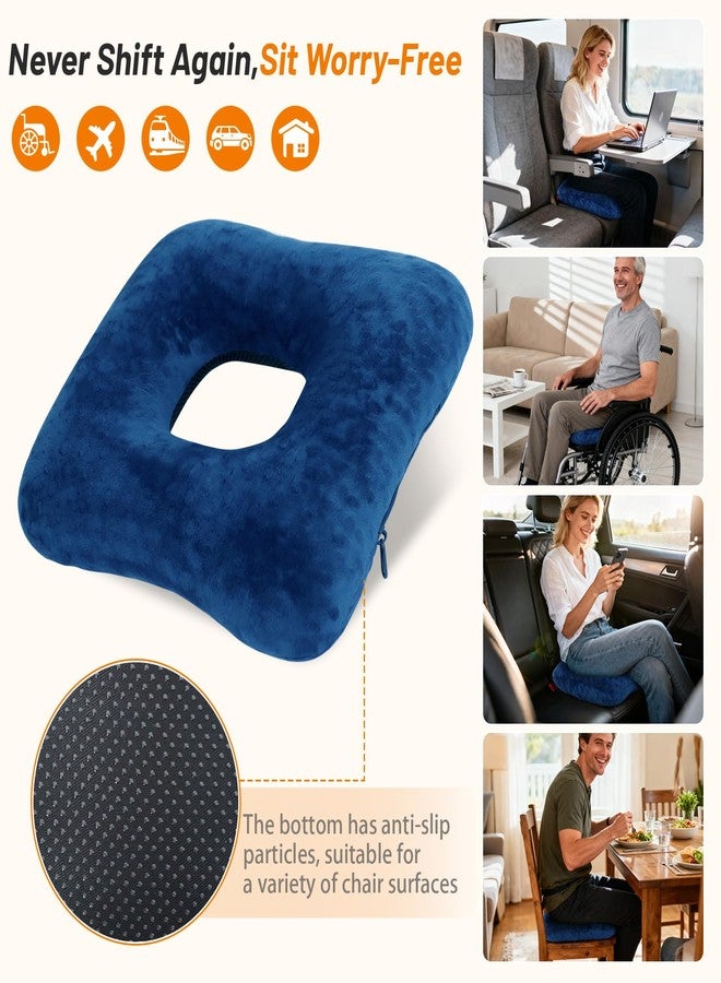 RoamReady Donut Pillow for Tailbone Pain, Wheelchair Cushion Bedsore Pressure Relief Pillow, Sciatica Bed Sore Cushions with Non-Slip Base for Hemorrhoid, Pregnancy, Elderly,Blue - Image 2
