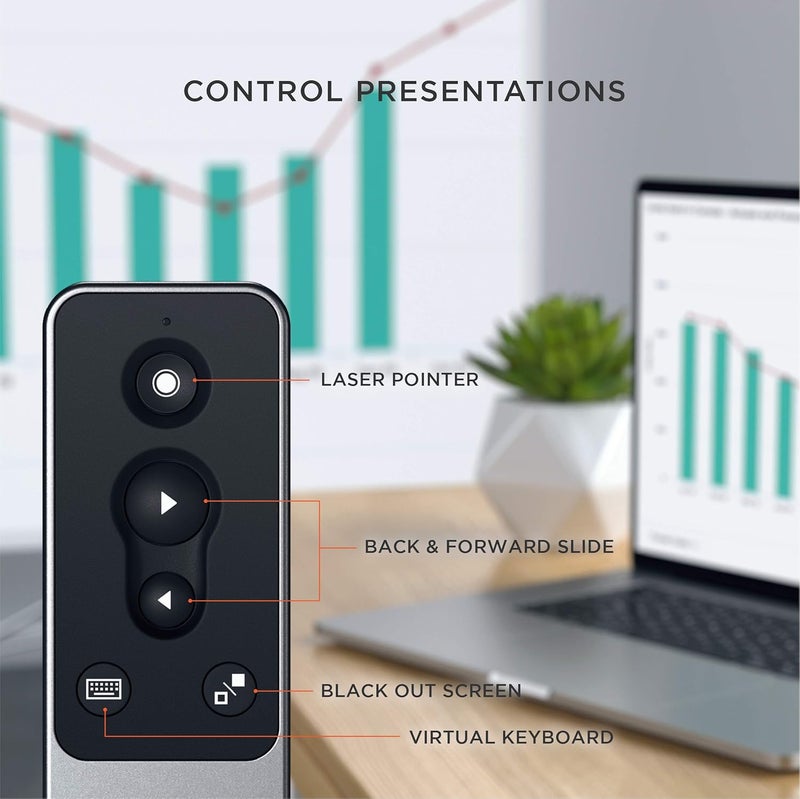 ساتي كاي جهاز التحكم عن بعد اللاسلكي R1 Bluetooth Presentation Remote لعروض PowerPoint وKeynote متوافق مع MacBook Pro 2020 وMacBook Air M1 2020 وiPad Air 2020 وiPad Pro 2020 - Image 1