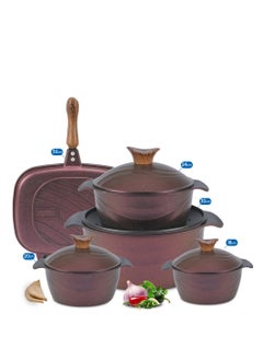 NeoKlein 9-Piece Non-Stick Granite Square Cookware Set 4 Pots (18 - 20 - 24 - 30) + Double Grill 36 Royal  - Image 1