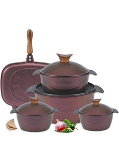 NeoKlein 9-Piece Non-Stick Granite Square Cookware Set 4 Pots (18 - 20 - 24 - 30) + Double Grill 36 Royal  - Image 2