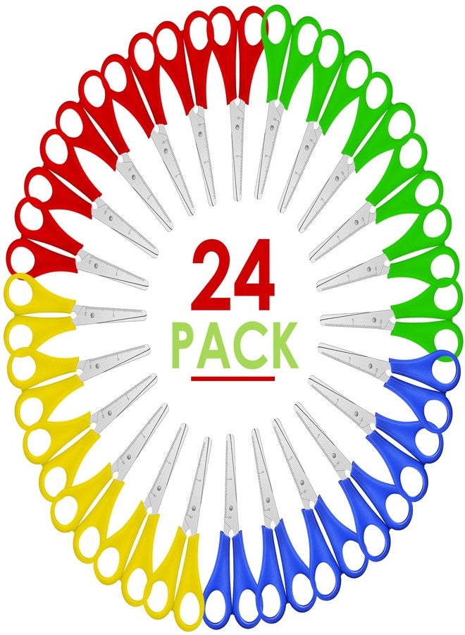 Ultimate Stationery Kids Scissors 5 Inch, 24 Pack Safety School Scissors for Kids, Blunt Tip, Assorted Colors, Left and Right Handed, Classroom Bulk Supplies - Image 1