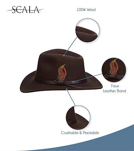 Scala Classico Men's Crushable Felt Outback Hat, Olive, Medium - Image 2