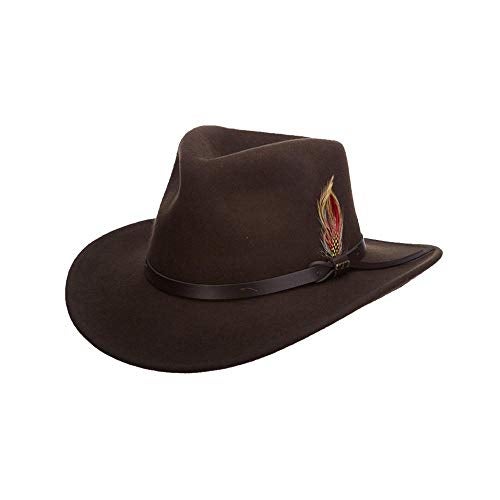 Scala Classico Men's Crushable Felt Outback Hat, Olive, Medium - Image 1