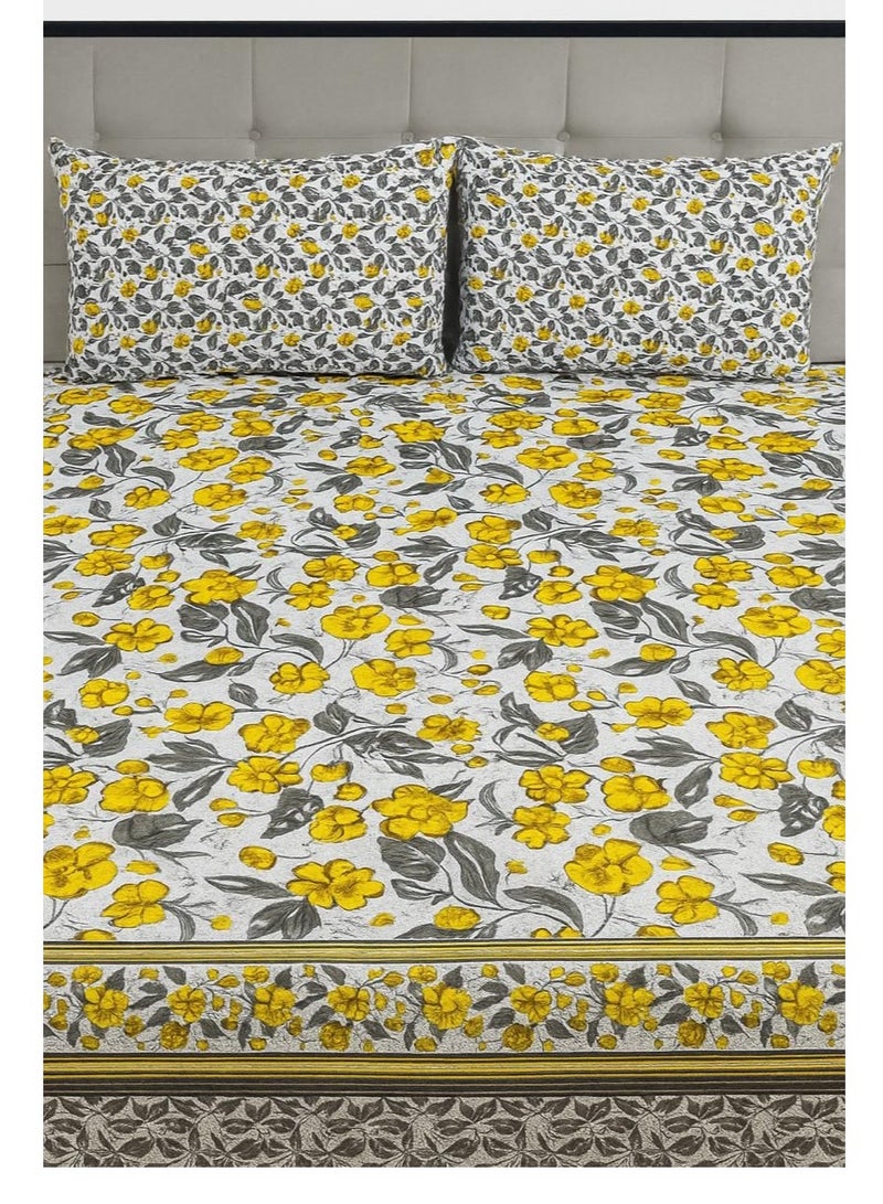 Double Bed sheet Set King Size- Cotton Bedsheet Printed with Pillow Covers - Image 2